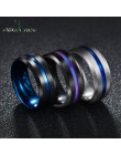 Nextvance Trendy 8MM ze stali nierdzewnej czarny niebieski rowek pierścień dla mężczyzn obrączki Rainbow Rings biżuteria męska D