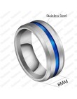 Nextvance Trendy 8MM ze stali nierdzewnej czarny niebieski rowek pierścień dla mężczyzn obrączki Rainbow Rings biżuteria męska D