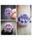 Lingmei Fashion urocza ładna, damska biżuteria Party Purple & White CZ srebro 925 rozmiar pierścionka 6 7 8 9 10 11 12 13 prezen