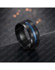 Nextvance Trendy 8MM ze stali nierdzewnej czarny niebieski rowek pierścień dla mężczyzn obrączki Rainbow Rings biżuteria męska D
