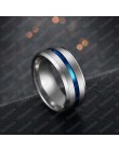 Nextvance Trendy 8MM ze stali nierdzewnej czarny niebieski rowek pierścień dla mężczyzn obrączki Rainbow Rings biżuteria męska D