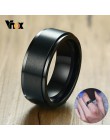 Vnox 8mm obrotowy pierścień podstawowy dla mężczyzn czarny stal nierdzewna Casual męski Anel stylowy Punk Spinner Alliance biżut