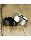 Vnox 8mm obrotowy pierścień podstawowy dla mężczyzn czarny stal nierdzewna Casual męski Anel stylowy Punk Spinner Alliance biżut