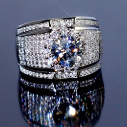 2019 nowy 925 Sterling Silver kolor duża cyrkonia kamienne pierścienie dla kobiet Man Fashion Wedding biżuteria zaręczynowa