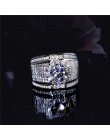 2019 nowy 925 Sterling Silver kolor duża cyrkonia kamienne pierścienie dla kobiet Man Fashion Wedding biżuteria zaręczynowa