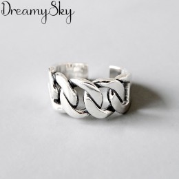 Bijoux Vintage 925 srebro pierścienie łańcucha dla dziewczyny panie regulowany rozmiar kreatywny pierścionek Wedding Party biżut