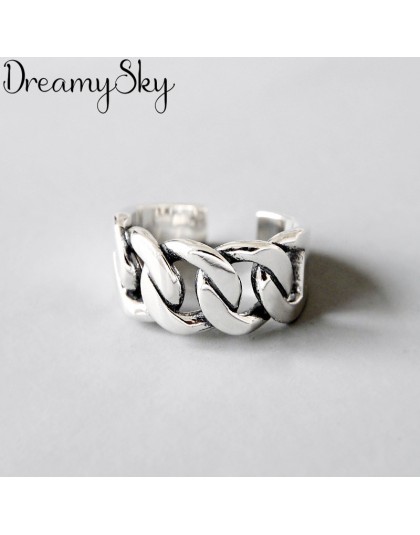 Bijoux Vintage 925 srebro pierścienie łańcucha dla dziewczyny panie regulowany rozmiar kreatywny pierścionek Wedding Party biżut