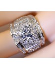 2019 nowy 925 Sterling Silver kolor duża cyrkonia kamienne pierścienie dla kobiet Man Fashion Wedding biżuteria zaręczynowa