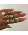 KMVEXO 10 sztuk/zestaw Vintage Boho wąż kryształowy palec zestaw pierścieni Punk czeski posąg buddy kamienny pierścień dla kobie