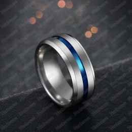 Nextvance Trendy 8MM ze stali nierdzewnej czarny niebieski rowek pierścień dla mężczyzn obrączki Rainbow Rings biżuteria męska D