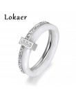 Lokaer 2 warstwy czarny/biały ceramiczne kryształowe obrączki biżuteria róża/biały złoty kolor stal nierdzewna Rhinestone zaręcz
