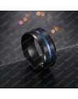 Nextvance Trendy 8MM ze stali nierdzewnej czarny niebieski rowek pierścień dla mężczyzn obrączki Rainbow Rings biżuteria męska D