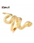 Kinel Fashion Snake Rings dla kobiet złoty kolor czarny metale ciężkie pierścień Punk Rock Vintage biżuteria dla zwierząt hurtow
