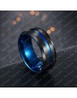 Nextvance Trendy 8MM ze stali nierdzewnej czarny niebieski rowek pierścień dla mężczyzn obrączki Rainbow Rings biżuteria męska D
