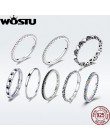 WOSTU oryginalna 100% 925 Sterling Silver proste geometryczne okrągłe pojedyncze wieżowych pierścienie dla kobiet prezent na boż