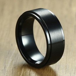Vnox 8mm obrotowy pierścień podstawowy dla mężczyzn czarny stal nierdzewna Casual męski Anel stylowy Punk Spinner Alliance biżut