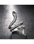Kinel Fashion Snake Rings dla kobiet złoty kolor czarny metale ciężkie pierścień Punk Rock Vintage biżuteria dla zwierząt hurtow