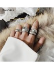 HUANZHI New Chic osobowość złoty kolor Metal Fat otwarte pierścienie minimalistyczny Design pierścienie dla kobiet dziewczyn Par