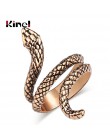 Kinel Fashion Snake Rings dla kobiet złoty kolor czarny metale ciężkie pierścień Punk Rock Vintage biżuteria dla zwierząt hurtow