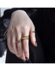 HUANZHI New Chic osobowość złoty kolor Metal Fat otwarte pierścienie minimalistyczny Design pierścienie dla kobiet dziewczyn Par