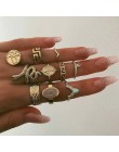 KMVEXO 10 sztuk/zestaw Vintage Boho wąż kryształowy palec zestaw pierścieni Punk czeski posąg buddy kamienny pierścień dla kobie