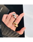 HUANZHI New Chic osobowość złoty kolor Metal Fat otwarte pierścienie minimalistyczny Design pierścienie dla kobiet dziewczyn Par