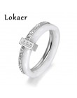 Lokaer 2 warstwy czarny/biały ceramiczne kryształowe obrączki biżuteria róża/biały złoty kolor stal nierdzewna Rhinestone zaręcz