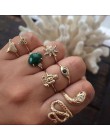 KMVEXO 10 sztuk/zestaw Vintage Boho wąż kryształowy palec zestaw pierścieni Punk czeski posąg buddy kamienny pierścień dla kobie