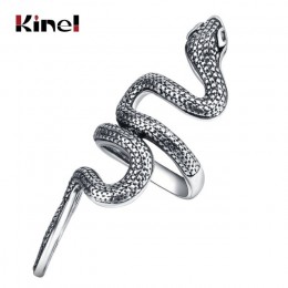 Kinel Fashion Snake Rings dla kobiet złoty kolor czarny metale ciężkie pierścień Punk Rock Vintage biżuteria dla zwierząt hurtow