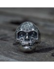 Unikatowy kolor srebrny stal nierdzewna 316L ciężka cukrowa czaszka pierścień mężczyzna Mandala kwiat Santa Muerte biżuteria dla