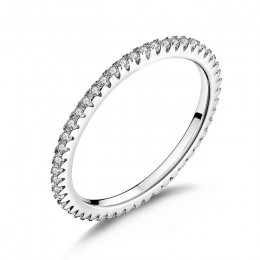 WOSTU oryginalna 100% 925 Sterling Silver proste geometryczne okrągłe pojedyncze wieżowych pierścienie dla kobiet prezent na boż
