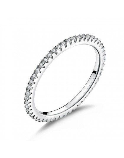WOSTU oryginalna 100% 925 Sterling Silver proste geometryczne okrągłe pojedyncze wieżowych pierścienie dla kobiet prezent na boż