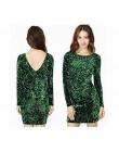 Suknia z zielonych cekinów kobiety Sexy sukienki klubowe 2019 Slim Fit Backless Bodycon Party klub nocny Mini sukienka vintage v