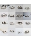 ANENJERY multi-style Vintage 925 srebro pierścionki Handmade rozmiar 18mm regulowane Thai srebrne pierścienie dla kobiet mężczyz