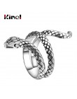 Kinel Fashion Snake Rings dla kobiet złoty kolor czarny metale ciężkie pierścień Punk Rock Vintage biżuteria dla zwierząt hurtow