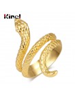 Kinel Fashion Snake Rings dla kobiet złoty kolor czarny metale ciężkie pierścień Punk Rock Vintage biżuteria dla zwierząt hurtow