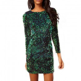 Suknia z zielonych cekinów kobiety Sexy sukienki klubowe 2019 Slim Fit Backless Bodycon Party klub nocny Mini sukienka vintage v