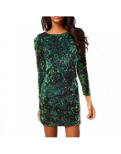 Suknia z zielonych cekinów kobiety Sexy sukienki klubowe 2019 Slim Fit Backless Bodycon Party klub nocny Mini sukienka vintage v
