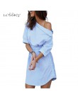 summer dress Lato sukienki niebieski koszula w paski krótka sukienka Mini Sexy Side podział pół rękawa sukienka plazowa 2019 suk