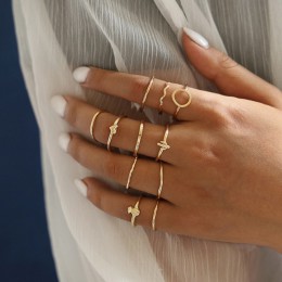 LETAPI 11 sztuk/zestaw prosta konstrukcja okrągłe złote kolorowe pierścienie zestaw dla kobiet Handmade geometria Finger zestaw 