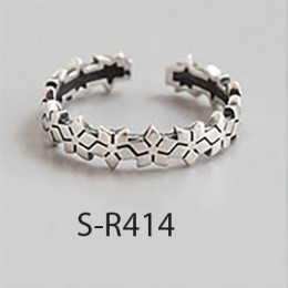 ANENJERY multi-style Vintage 925 srebro pierścionki Handmade rozmiar 18mm regulowane Thai srebrne pierścienie dla kobiet mężczyz
