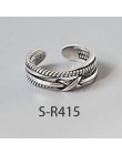 ANENJERY multi-style Vintage 925 srebro pierścionki Handmade rozmiar 18mm regulowane Thai srebrne pierścienie dla kobiet mężczyz