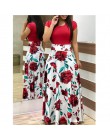 Wiosna jesień dla kobiet sukienka 2020 Casual z długim rękawem O-neck tunika sukienki Patchwork moda nadruk w stylu Vintage Maxi
