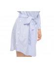 summer dress Lato sukienki niebieski koszula w paski krótka sukienka Mini Sexy Side podział pół rękawa sukienka plazowa 2019 suk