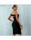 Adyce Bodycon bandaż sukienka kobiety Vestidos 2019 lato Sexy elegancki biały czarny jedno ramię Midi Celebrity sukienek