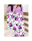 Wiosna jesień dla kobiet sukienka 2020 Casual z długim rękawem O-neck tunika sukienki Patchwork moda nadruk w stylu Vintage Maxi