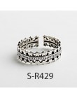 ANENJERY multi-style Vintage 925 srebro pierścionki Handmade rozmiar 18mm regulowane Thai srebrne pierścienie dla kobiet mężczyz