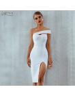 Adyce Bodycon bandaż sukienka kobiety Vestidos 2019 lato Sexy elegancki biały czarny jedno ramię Midi Celebrity sukienek