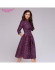 S. FLAVOR kobiety elegancka linia Midi sukienka w stylu Vintage drukowanie party vestidos rękaw 3/4 kobiety szczupła wiosna letn