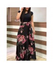 Wiosna jesień dla kobiet sukienka 2020 Casual z długim rękawem O-neck tunika sukienki Patchwork moda nadruk w stylu Vintage Maxi